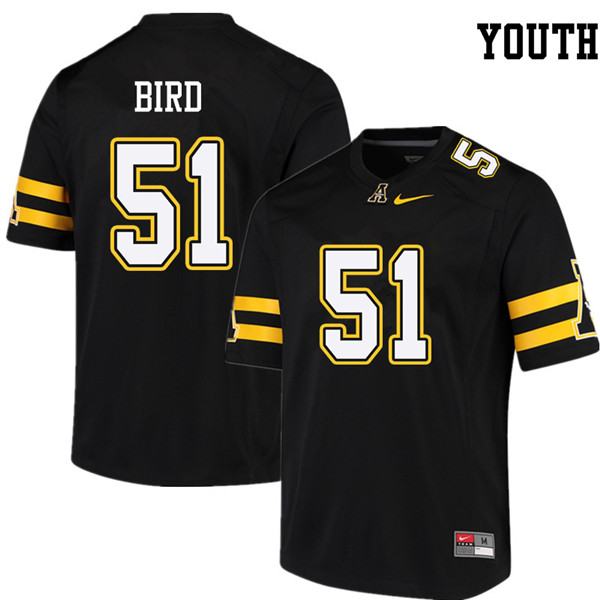 Youth #51 Tyler Bird Appalachian State Mountaineers College Football Jerseys Sale-Black - Click Image to Close